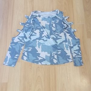 Camo cold shoulder shirt